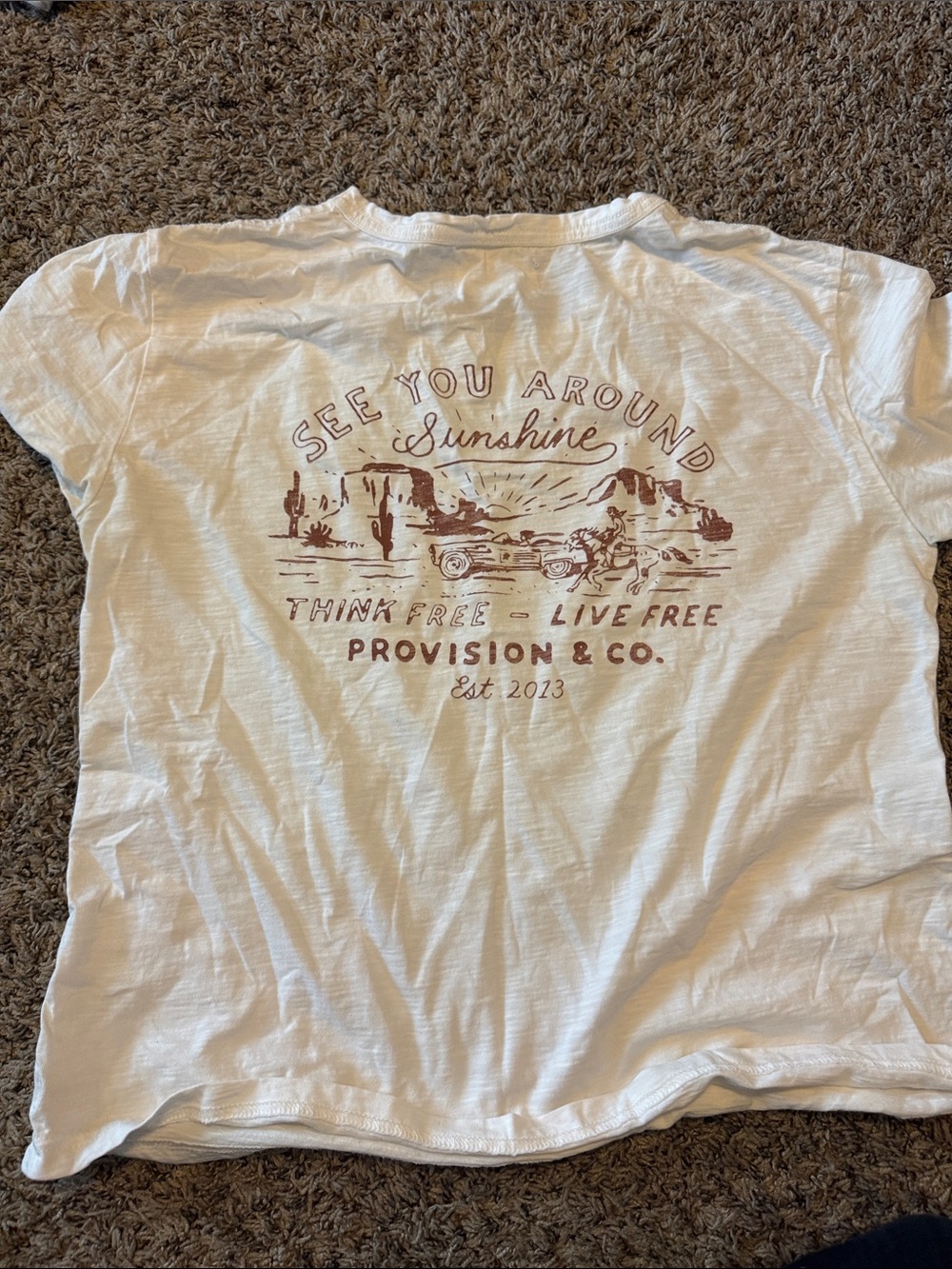 White Short Sleeve Tee with Small Maroon Embroidered Logo